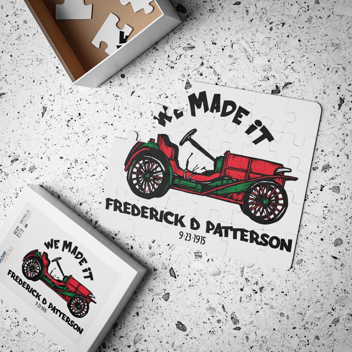 We Made It, Kids' Puzzle, 30-Piece | Pioneer on Wheels Frederick Patterson Car Tribute