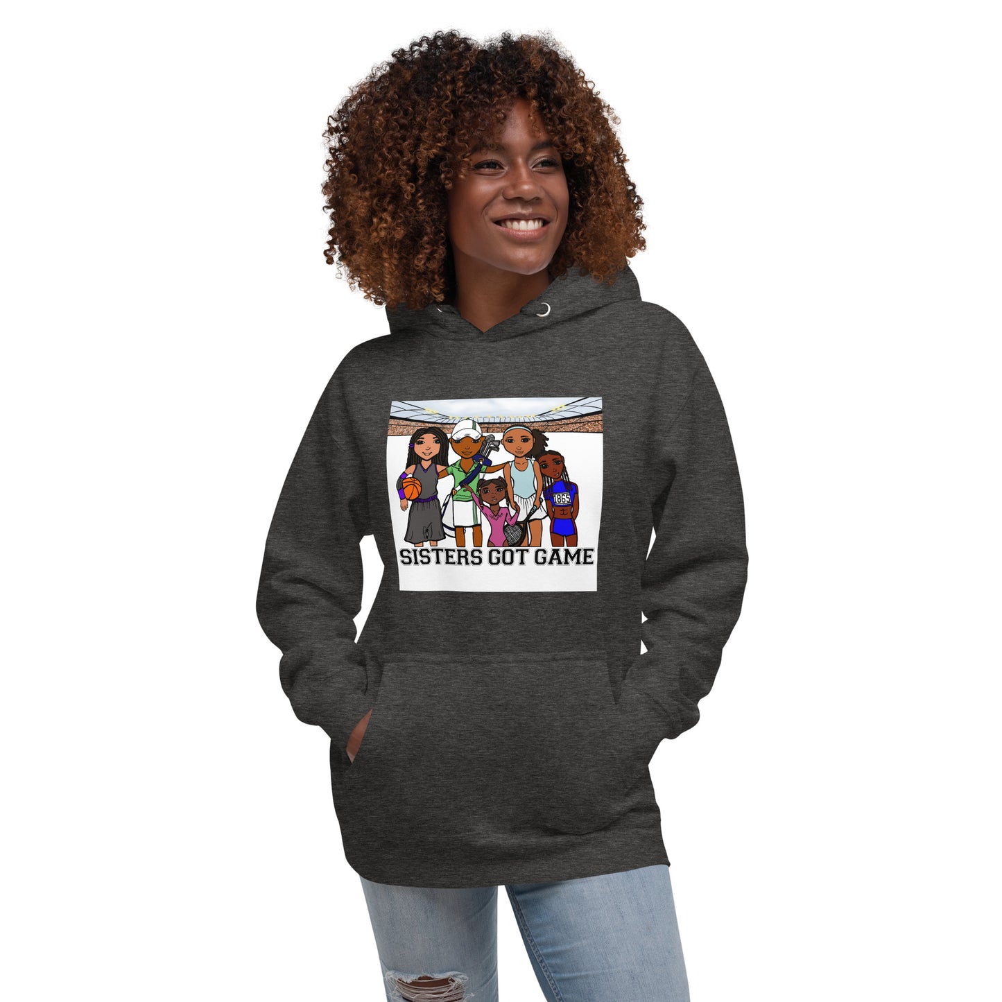 Sisters Got Game, Adult Hoodie, Heather Charcoal Grey