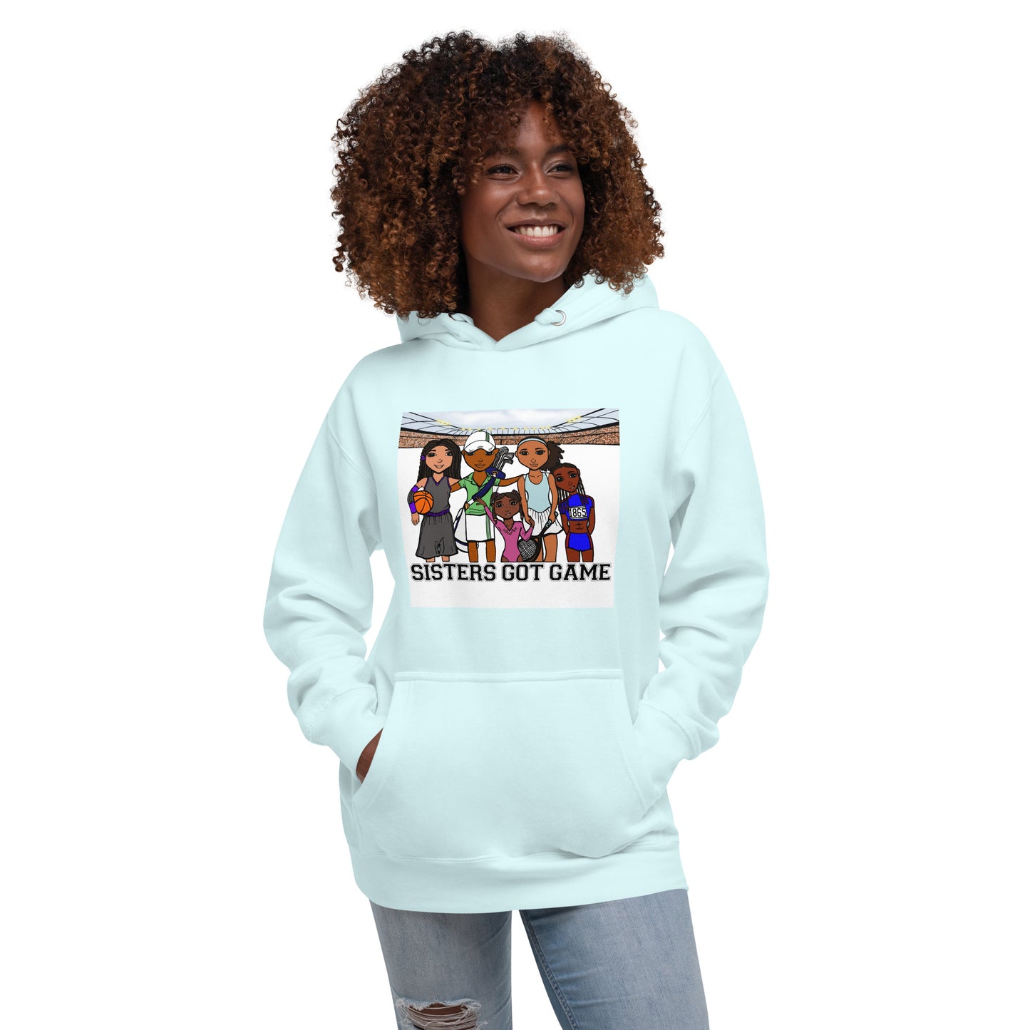 Sisters Got Game, Adult Hoodie, Sky Blue
