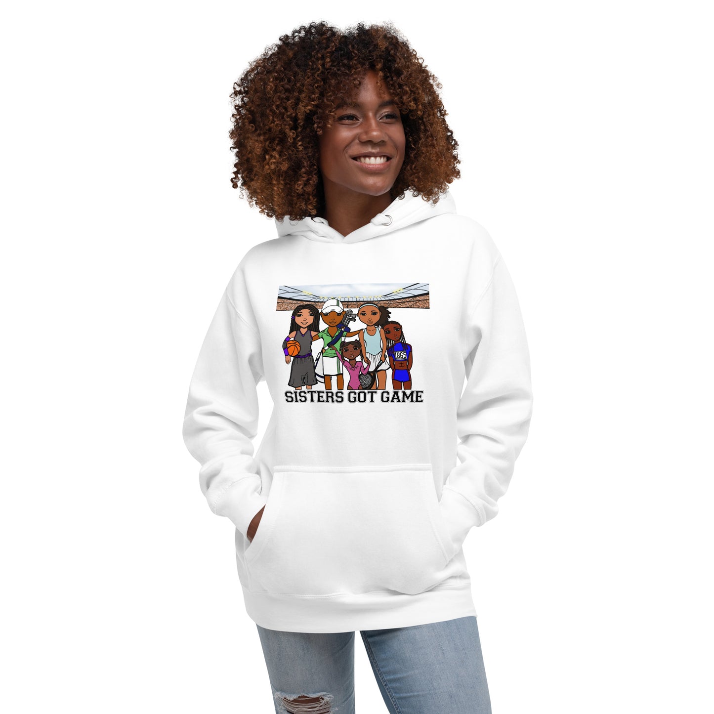 Sisters Got Game, Adult Hoodie, White