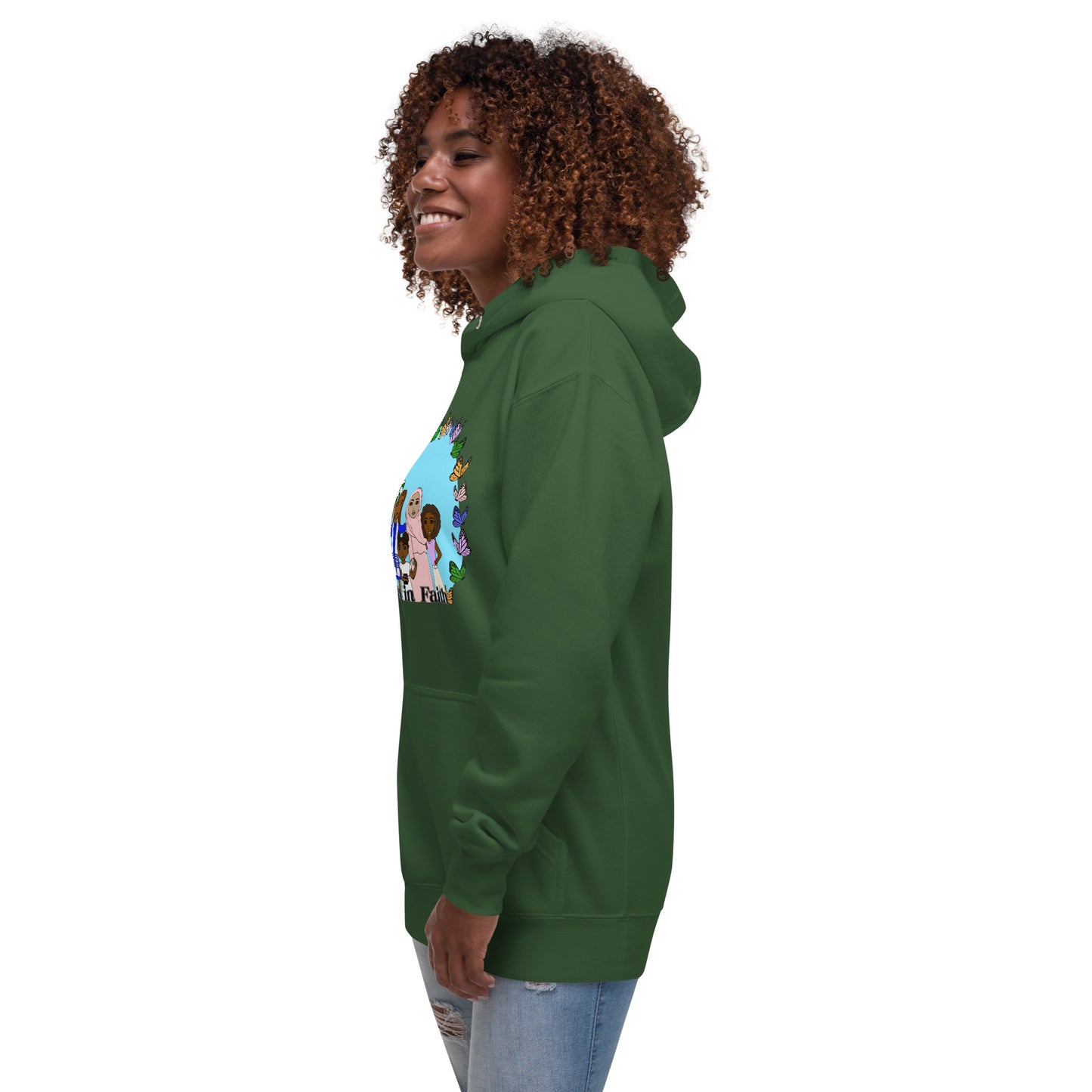 Sisters in Faith, Adult Sweatshirt Hoodie, Sky Blue | Celebrating diverse traditions of spirituality and religion