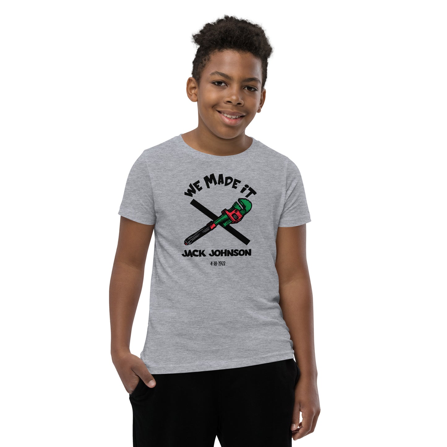 We Made It, Youth T-Shirt | Unyielding Strength Jack Johnson Wrench Patent